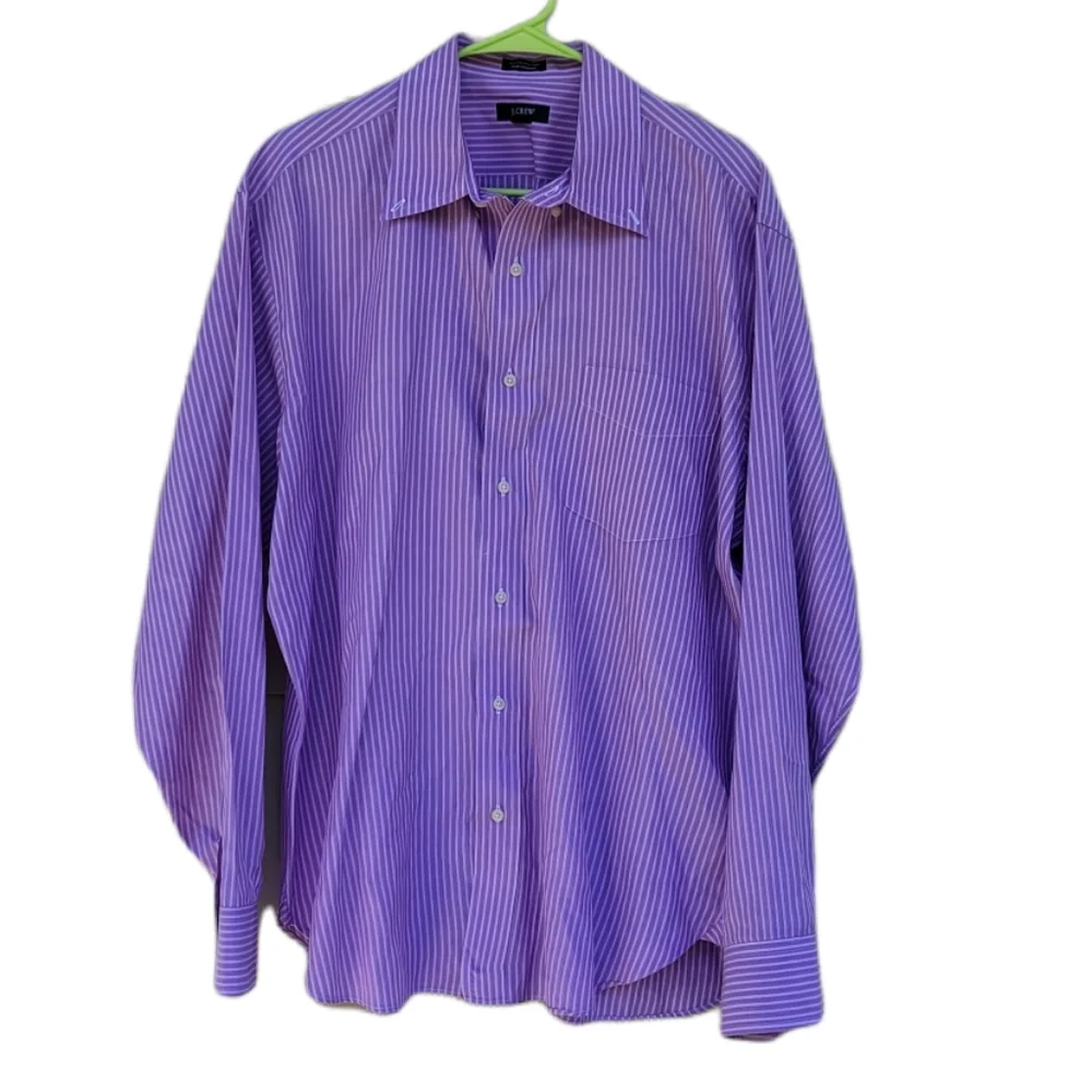 J.Crew Mens Purple Striped 100% Cotton Button Down Longsleeve Shirt L